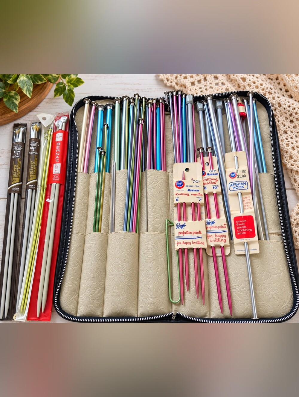 Vintage Knitting Needle Lot 86 Pieces | Assorted Sizes & Colors | Metal Plastic